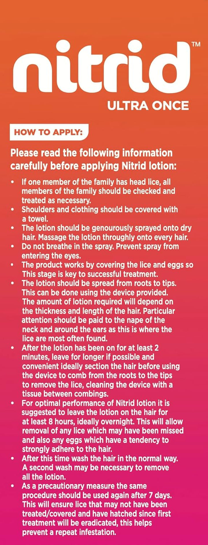 Ultra Once All-In-One Head Lice Treatment Spray & Comb - 100% Effective on Lice & Eggs in 2Mins, Includes Spray 120Ml & Nit Comb - 2023 New Formulation