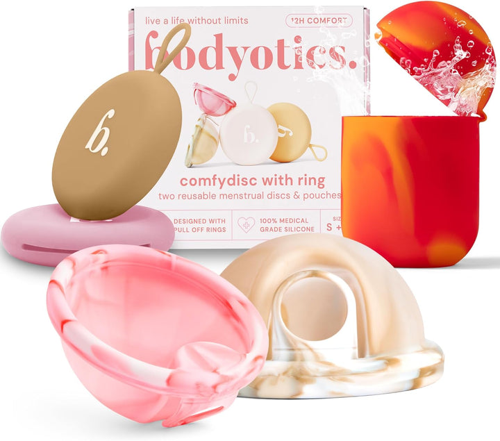 Reusable Menstrual Disc, Wear up to 12-Hours, Sustainable Period Disc Alternative to Menstrual Cups, Tampons and Pads for Light or Heavy Flows, Leak Proof - Small & Large Sizes