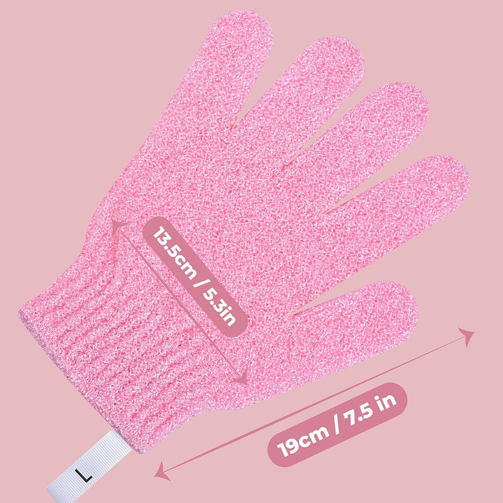 - Exfoliating Shower Gloves, Pink | Exfoliating Glove for Bath Scrub, Dead Skin Remover | Exfoliating Mitt | Body Scrub Gloves with Hanging Hoops | Protected Design