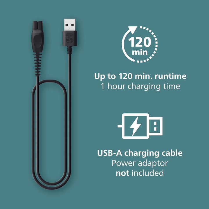 Body Groomer 7000 Series - Trimmer for Men with 2D Flexing Head, Triple Protect Shave System, Interchangeable Heads, Intimate Trim & Shave, 100% Showerproof, 120 Min. Runtime, Model BG7480/15