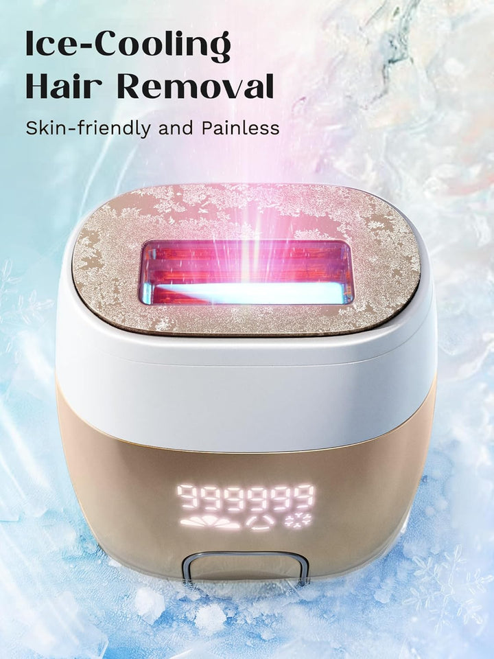 Laser Hair Removal Device,Painless Ice Cooling IPL Hair Removal,Max 24J High Energy Hair Removal Machine for Face Bikini Line Armpit Leg Back,Corded (White)