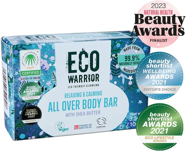 Eco Warrior All over Body Soap Bar - Vegan, Cruelty Free, No SLS or Parabens, Deeply Nourishing Shea Butter, Body and Hand Soap Bar, , 100 G