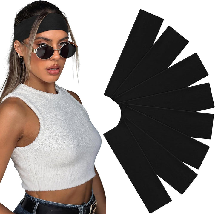 8 Pcs Headbands for Women'S Hair, Fashion Hair Bands for Women Men Soft Ladies Headband Elastic Head Bands Yoga Gym Hair Accessories Multicoloured