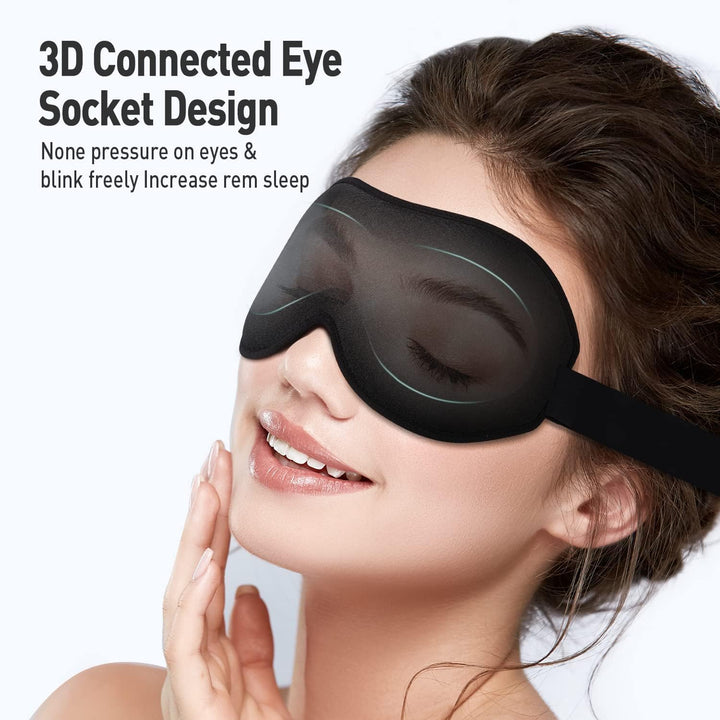Upgraded Sleep Mask, Perfect Sleeping Mask for Side Sleepers, 3D Ultra Soft Comfortable Eye Masks for Sleeping Women Men Kids with Adjustable Strap, Blindfold for Travel/Sleep/Nap, Black