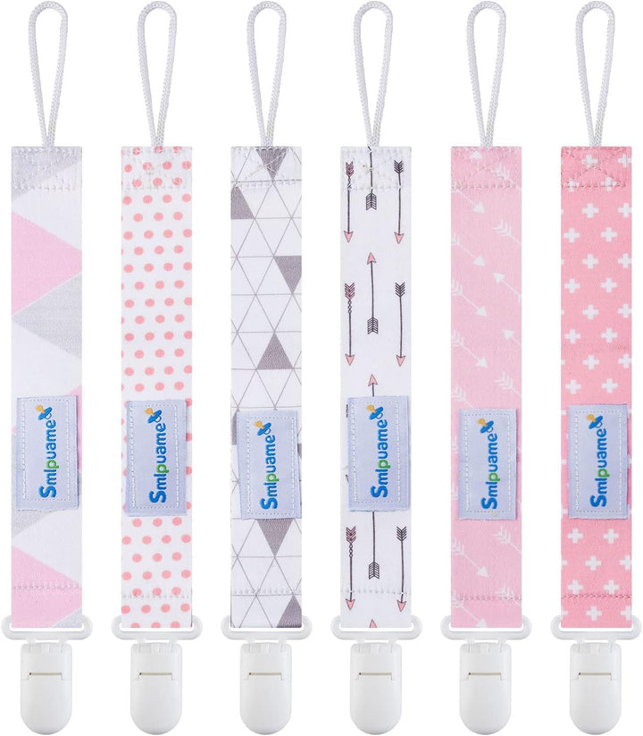 Dummy Clips Girl,6 Pack BPA Free Soother Chain,Pacifier Holder Clips for Teether Toy,Baby Dummy Strap Clip Universal Design Fit All Pacifiers Baby Teething Toys,Newborn Baby Shower(Fruit)