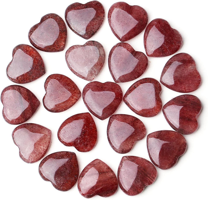20PCS Heart Healing Crystals Gifts Gemstones Set Bulk Quartz Love Gem Stones Wholesale Polished Pocket Chakra Reiki Spiritual Wellbeing Stocking Filler Mini Small Gift for Women
