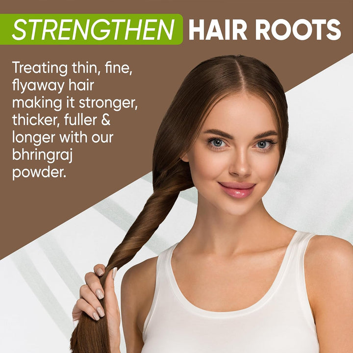 Organic Bhringraj Powder 100G, Healthy Scalp, Hair Growth, Pure & Natural Essential Ayurvedic Hair Mask for Hair Loss, Hair Fall, Split Ends, Damaged Thinning Hair