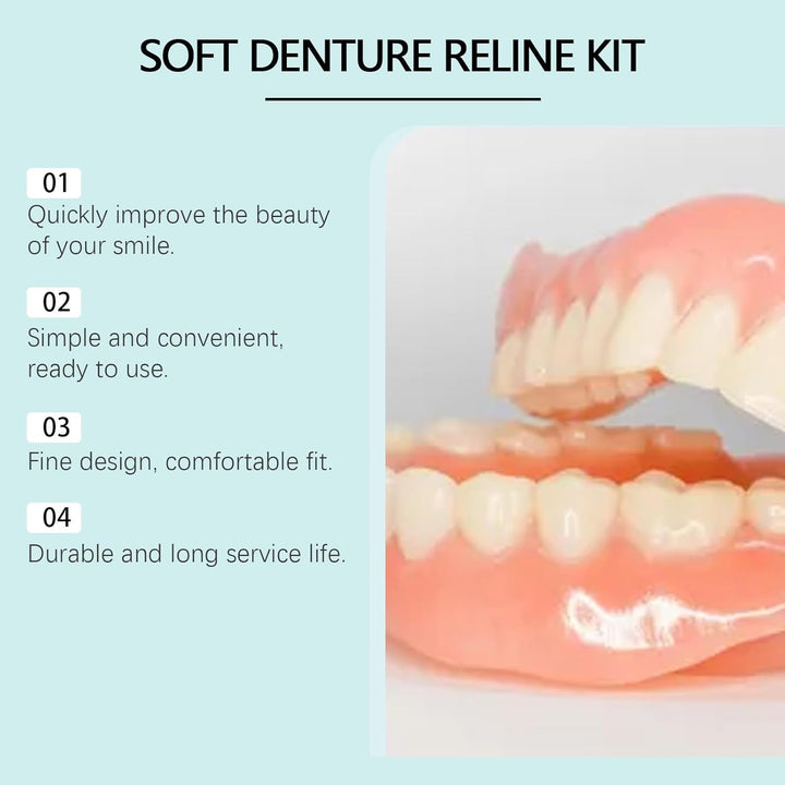1 Pair of Denture Repair Kit,False Teeth Set,Clip in Veneers Teeth,Soft Denture Reline Kit,Denture Kit for Repair Missing Teeth,Dentures False Teeth Set for Adults,Comes with 7 Red Wax Sheets