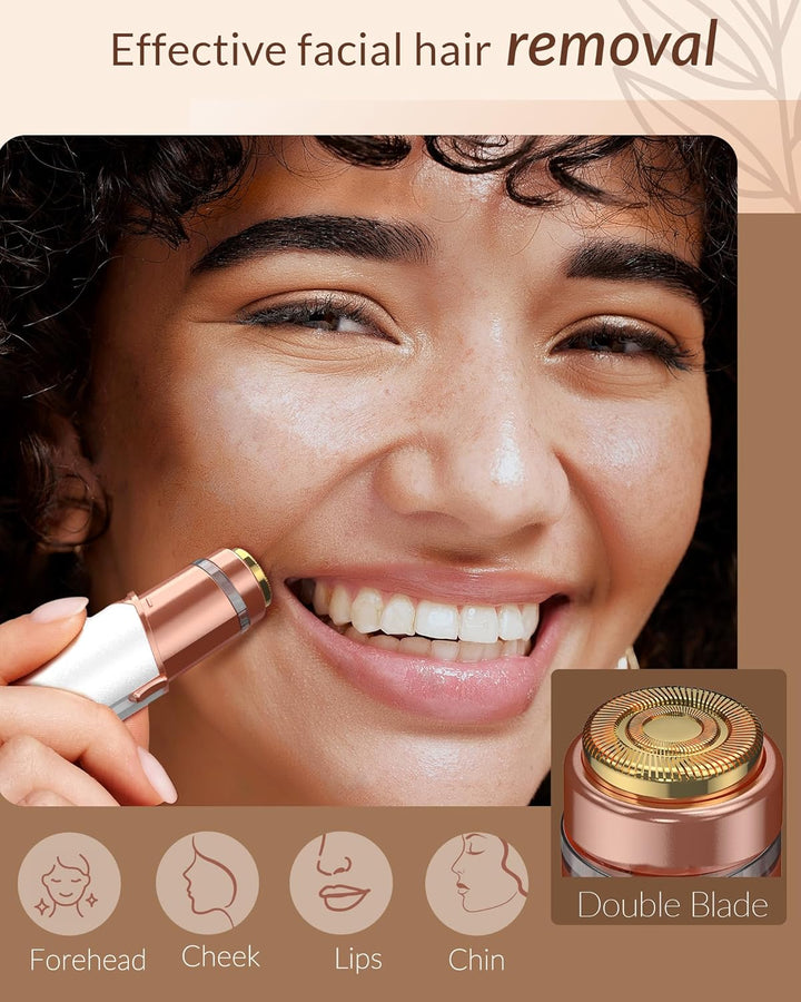 Facial Hair Remover for Women Face: Rechargeable Electric Painless Facail Hair Removal Device for Upper Lips, Chin,Peach Fuzz (White)