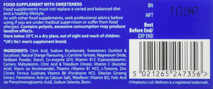 Energy Orange - 10 Dissolving, Multivitamins Effervescent Tablets for Man, Natural Orange Flavour, by