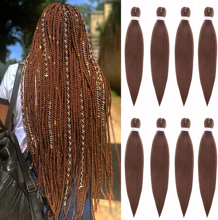 3 Packs Pre Stretched Braiding Hair Extension Yaki Texture EZ Braids Hair for Coi Leray Braids Black Braiding Crochet Hair Extensions /30 Inch 1B#