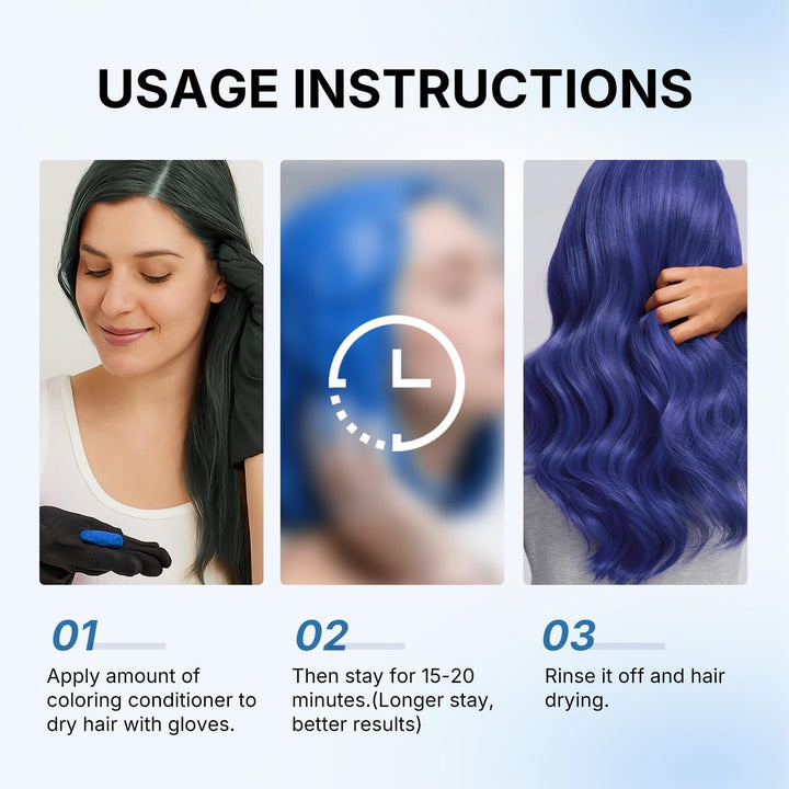Blue Hair Mask Colour Depositing Mask Colour Protect Conditioner, Restore and Enhance Blue Tones for Color-Treated Hair, 500Ml