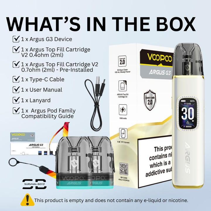 Voopoo Argus G3 Vape Kit (Diamond Pink) - 9 Colours to Choose from - 45 Min Fast Charge 30W /1500Mah, Compatible Will All Argus Pods - No Nicotine (Diamond Pink)