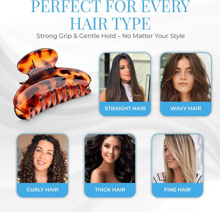 3 Pcs Hair Jaw Clips, 7Cm X 4Cm/2.8Inch X 1.6Inch Medium Acrylic Hair Claw Clips for Girls and Women