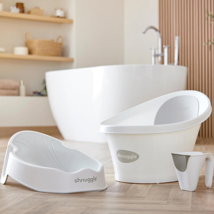 | Newborn Baby Bath Support | Ergonomic Soft-Touch Seat | Lightweight Non-Slip Base | Hygienic & Compact | Perfect for Babies up to 6 Months / 9 Kg | White & Grey