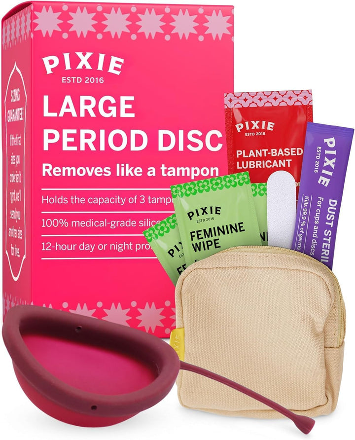 Pixie Menstrual Disc - No Metals or Toxins - Ranked 1 for Most Soft Reusable Period Disc - Removes like a Tampon - Capacity of 5 Tampons (Medium)