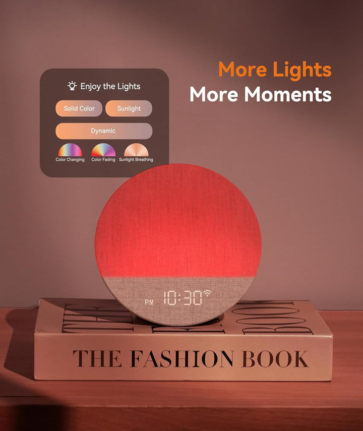Sunrise Alarm Clock Wake-Up Light with App Control, Sunset Sleep Feature, 34 Soothing Sounds, Mood Lights, Custom Routines, Favourites Mode, Sound Machine for Adults & Baby, Bedroom & Gift