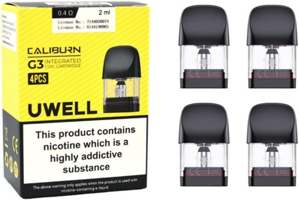 Uwell Caliburn G3 Pods (0.4Ohm) - 4 Pack - Compatible with Caliburn G3 & G4 Range - Available in 0.4,0.6,0.9,1.2Ω - No Nicotine