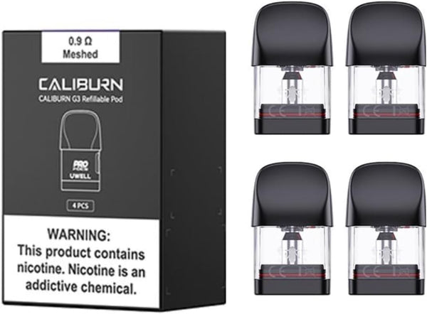 Caliburn G3 Refillable Pods - 4 Pack for Uwell Caliburn G3 Pod Kit - No Nicotine - No Eliquid (0.9 Ohm)