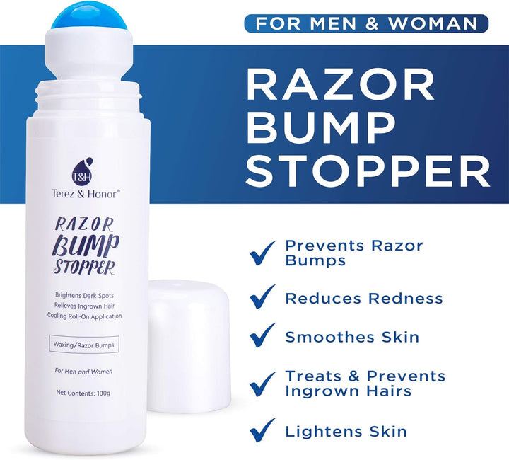 Razor Bump and Ingrown Hairs Serum - after Shave Solution Roll-On for Ingrown Hairs, Razor Burns and Razor Bumps for Men and Women
