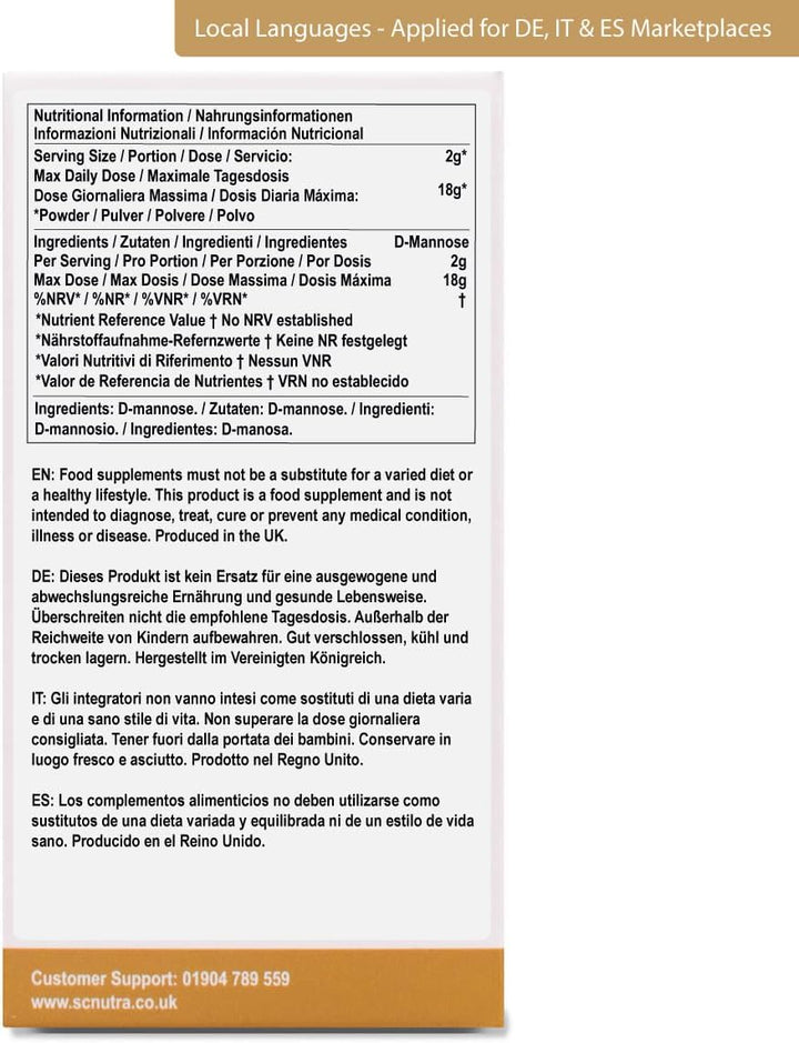 Waterfall D-Mannose Powder 50G – Pure Birch D-Mannose - Suitable for Vegetarians and Vegans