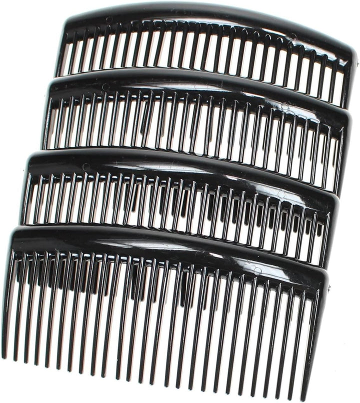 4 Pack of Tort Brown Large 9Cm Plain French Side Hair Combs Slides Grips Clips Hair Accessories for Women Girls by