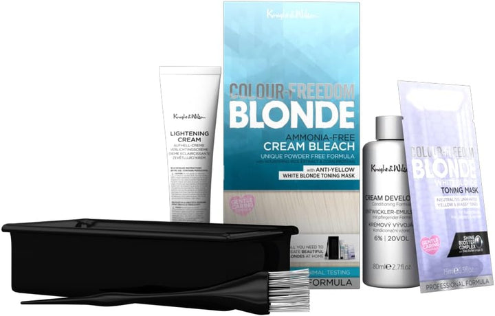 Colour-Freedom Cream Hair Bleach. Ammonia-Free Formula Lifts up to 8 Shades. Protects & Repairs While Lightening. Complete Bleaching Kit Including Tint Bowl & Brush,Packaging May Vary