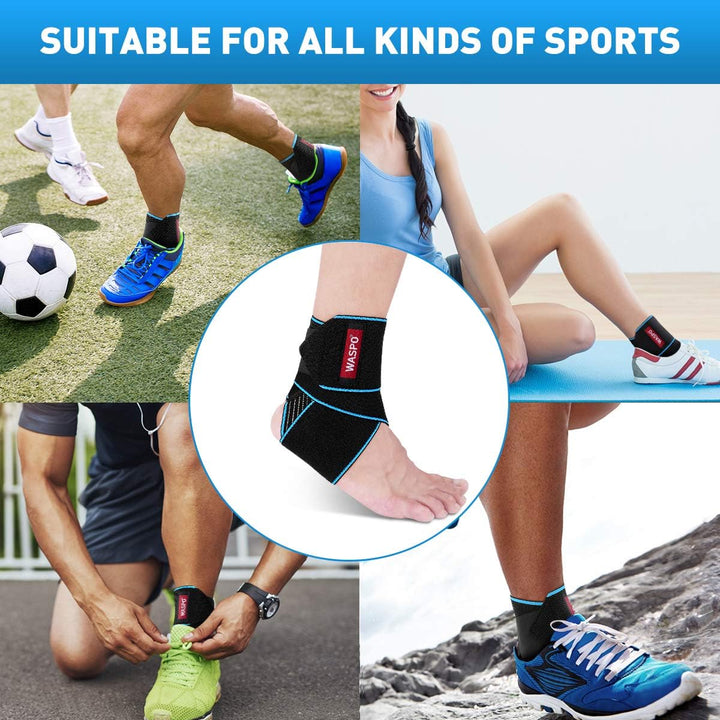 Ankle Support Brace - Adjustable Ankle Brace Wrap Strap for Sports Protect, Plantar Fasciitis, Achilles Tendonitis, Ligament Damage, Injury Recovery, One Size for Men Women 1 PC Blue