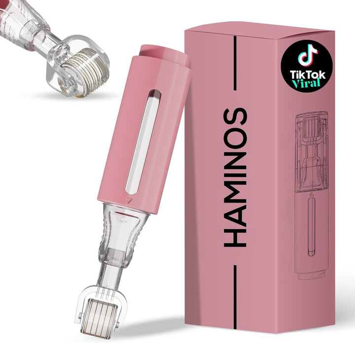 Derma Roller with Reservoir for Skin, Hair, Wrinkles, Stretch Marks, Hyperpigmentation INSTANT SERUM APPLICATION, 105 Titanium Needles 0.5 Mm