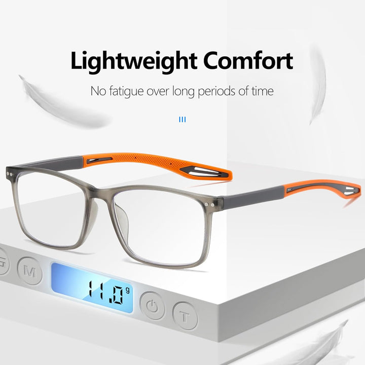 3 Pack Reading Glasses for Men Sporty Style Blue Light Blocking Square Frames Lightweight Comfortable Readers