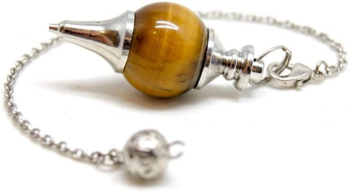 Tiger Eyes Pendulum | Universal Waterdrop Radiesthesia Divinatory Crystal Pendulum with High Vibrational Quality | 4Cm Pink Quartz Dowsing Pendulum | 17Cm Chain Included