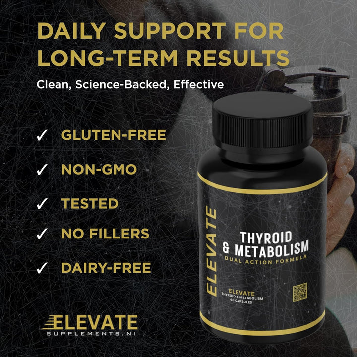 Elevate Supplements Thyroid & Metabolism Support, 30 Capsules | Advanced Thyrogenic Formula to Help Regulate Weight Management, Energy & Hormone Balance | Vitamins, Minerals, L-Tyrosine & Ashwagandha