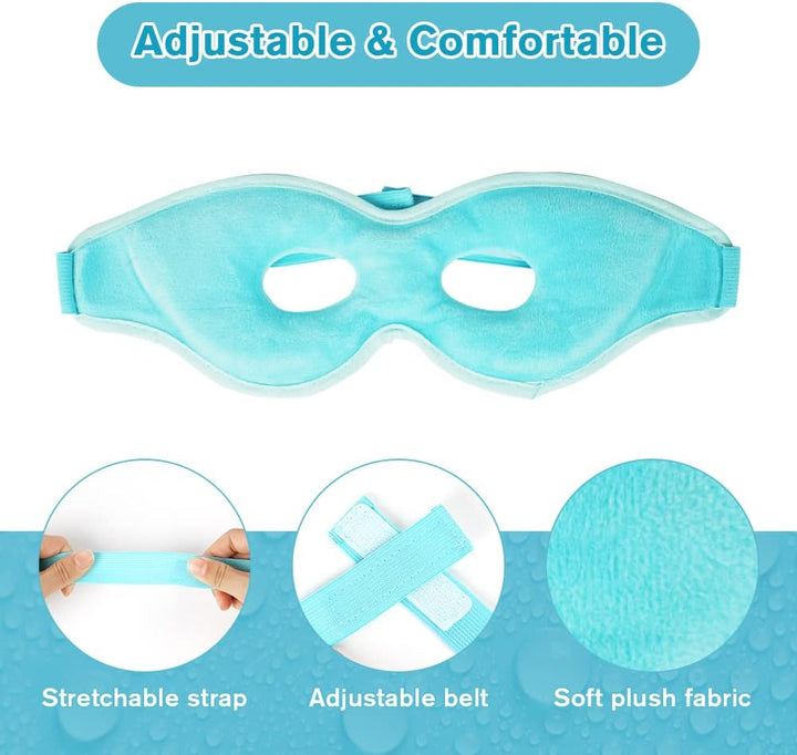 Cooling Eye Mask, Reusable Hot/Cold Therapy Gel for Puffy, Dark Circles, Headaches, Migraines, Sinus Pain, Dry and Swollen Eyes