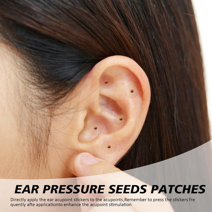 200 Stickers Ear Seeds 24K Gold, Acupuncture Ear Seeds,Acu Seeds,Disposable Ear Health Care Sticker,Helps Stress,Migraines Anxiety, Insomnia,Depression and Menopause Symptoms