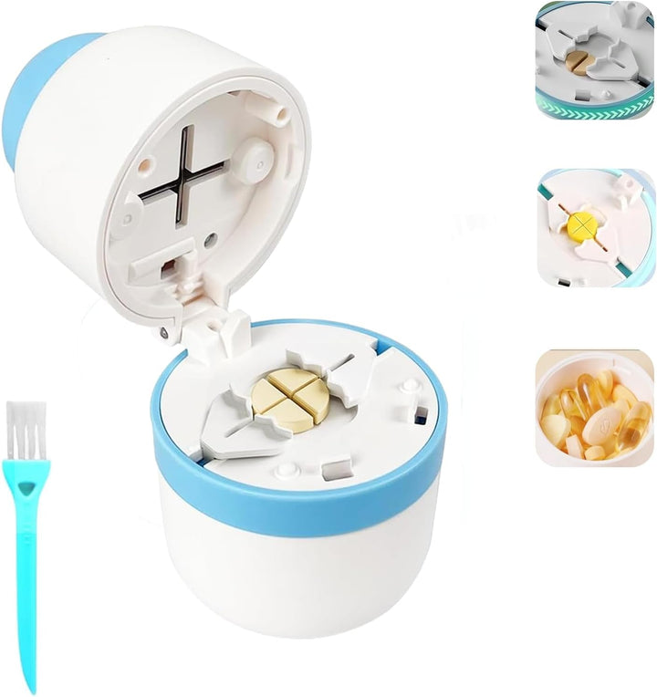 /Storage, Stainless Steel Blade Pill Splitter, 1/2, 1/4 Clean Cut, Tablet Cutter for Pills, Portable s for Small or Large Pills(Purple)