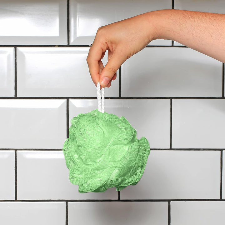 Pack of 4 Mesh Exfoliating Bath and Shower Body Puff Sponges