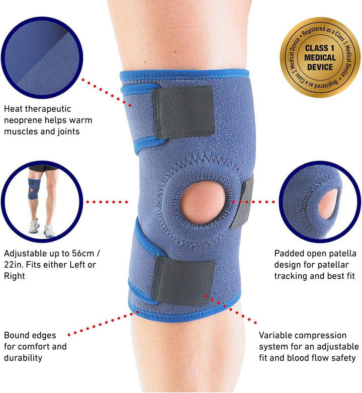 Knee Support Open Patella - Knee Brace for Arthritis, Joint Pain Relief, ACL, Meniscus Tear, Runners Knee, Walking, Running - Knee Supports for Joint Pain Men and Women - Adjustable