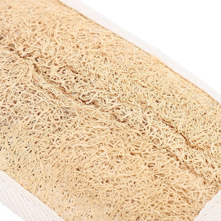 Long Handle Back Loofah Scrubber and Shower Brush with Loofah Bristle - Soft Exfoliator for Full Body Cleaning, Non-Slip Wood Handle, Ideal for Wet or Dry Use