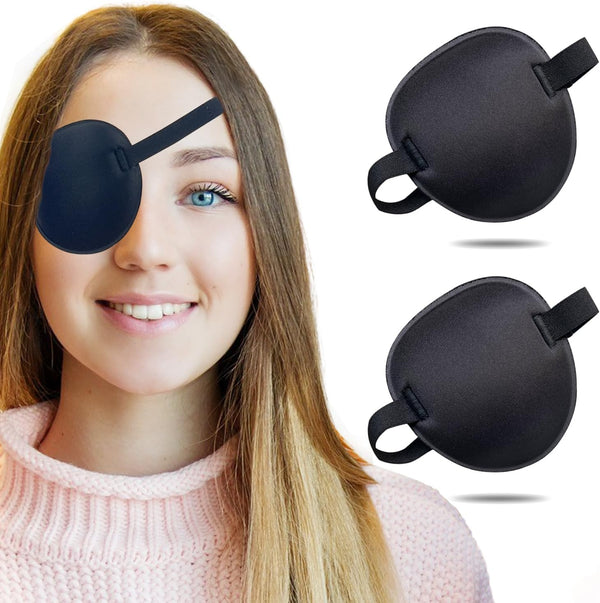 2PCS Eye Patch, Adjustable Eye Patches, Medical Eye Patch, Amblyopia Lazy Eye Patches for Left or Right Eyes, Black