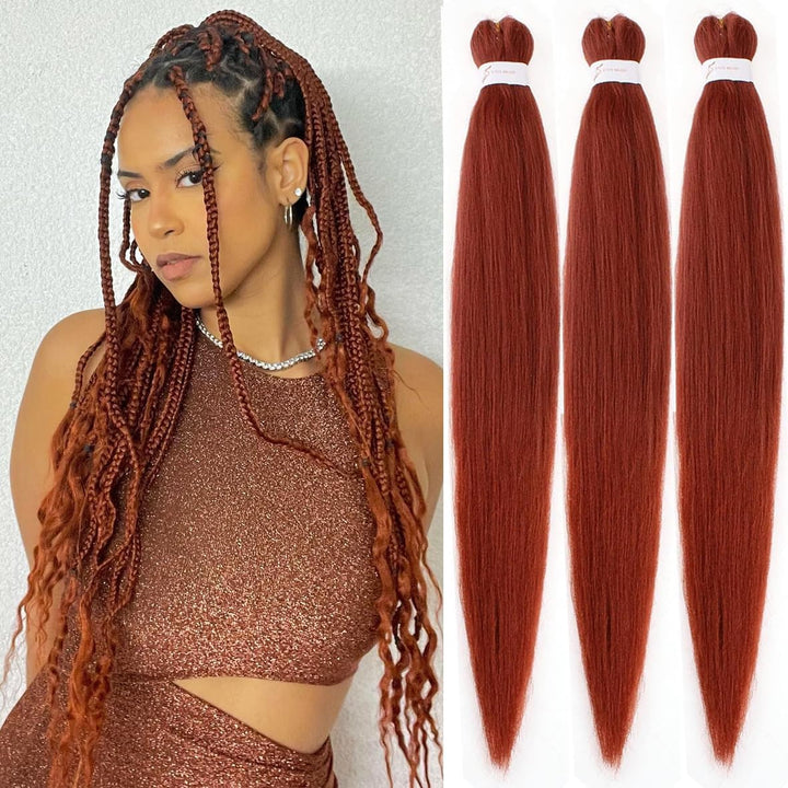 3 Packs Pre Stretched Braiding Hair Extension Yaki Texture EZ Braids Hair for Coi Leray Braids Black Braiding Crochet Hair Extensions /30 Inch 1B#