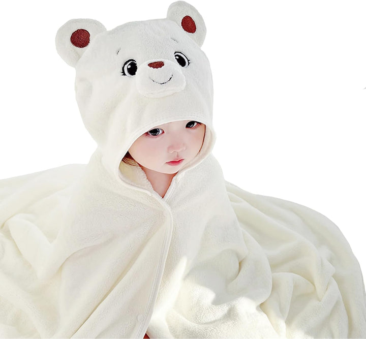 Hooded Baby Towel, Baby Bath Towels with Hood,Unique Animal Design Baby Towel with Hood Soft Absorbent Baby Bath Towels, for Newborn Baby Boy and Girl (White)
