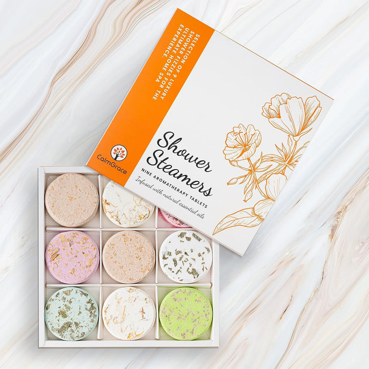Shower Steamers Aromatherapy Shower Tablets, 9PCS Shower Steamer Shower Bombs with 100% Natural Essential Oils, Shower Bomb Set, Shower Bombs Steamer - Shower Steamers for Women Gifts