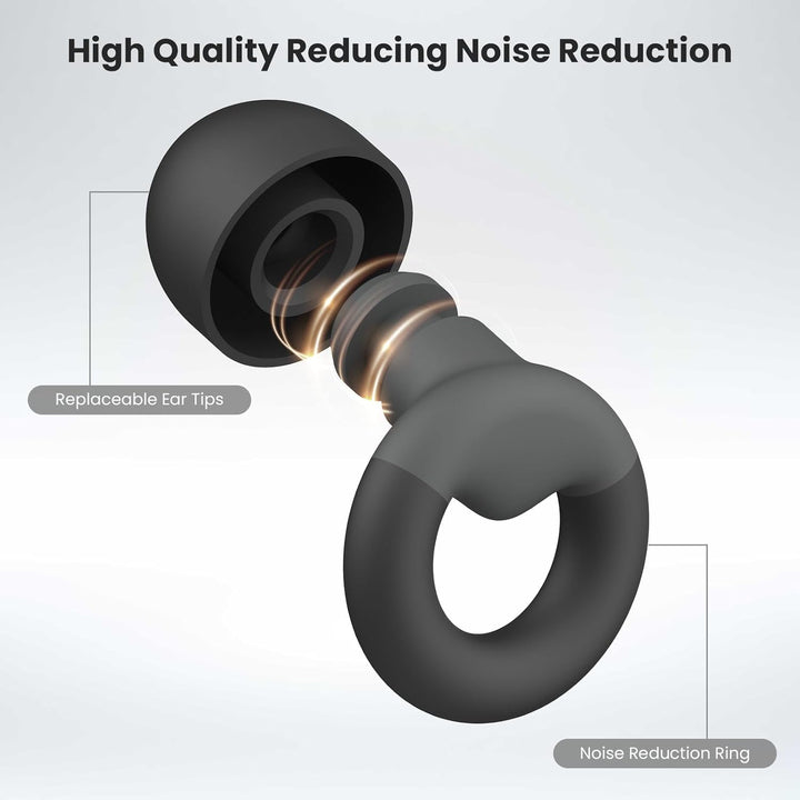 Ear Plugs for Sleeping, 2 Pairs of Reusable Earplugs for Noise Reduction 25Db-30Db with 8 Ear Tips, Soft Hearing Protection Earplugs for Concert,Noise Sensitivity, Study & Work