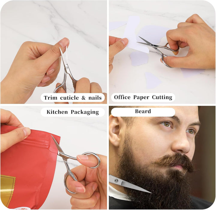 2Pcs Professional Grooming Scissors - Nose & Facial Hair Removal, Eyebrow Trimming