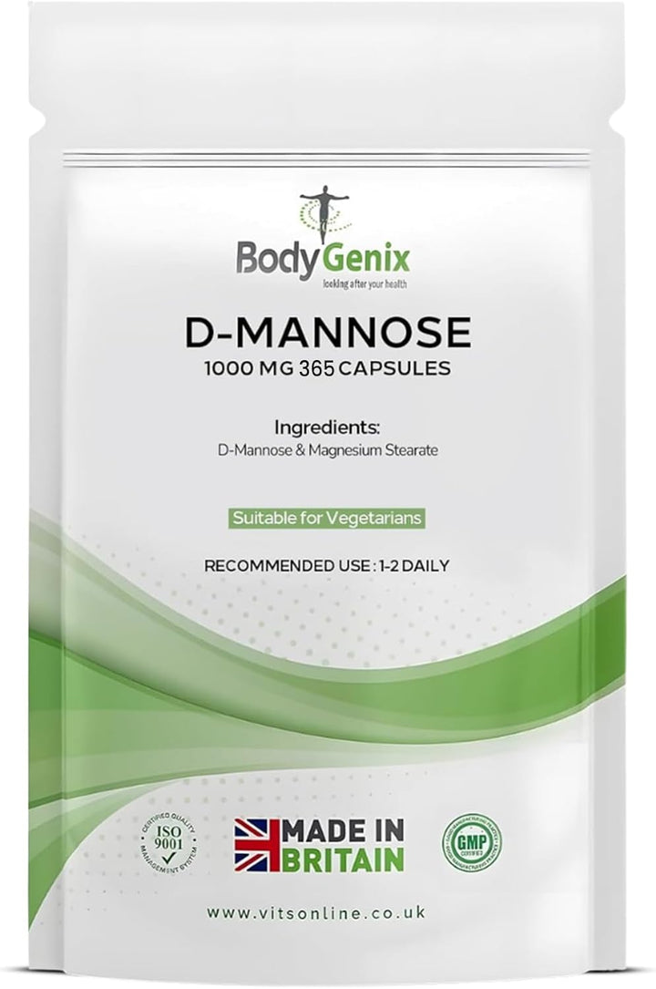 D-Mannose 1000Mg Capsules - High Strength Pure D-Mannose Capsule for Urinary Infections & Support Immune System - Daily Vegan Friendly Supplement for Men and Women - 120 Caps 4 Month Supply