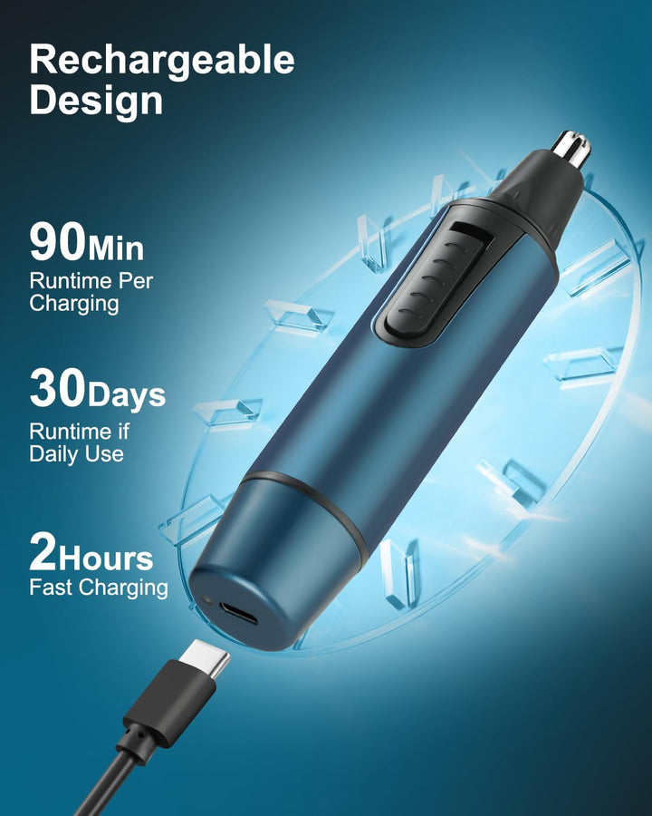 Nose Hair Trimmer for Men 2025 Painless Noses Trimmer Rechargeable Nasal Hair Trimmers for Men,Professional Nose Hair Trimmer with IPX7 Waterproof,Dual Edge Blades for Easy Cleansing