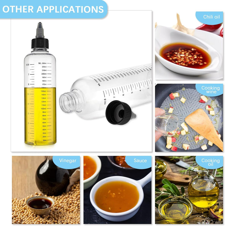 2 Pcs Hair Dye Bottle,250 ML Empty Hairs Oil Bottle for Hair Coloring, Plastic Hairs Color Bottles with Clear Graduated Scale Twist-On Top Tip Cap, Refillable Bottles for Liquid