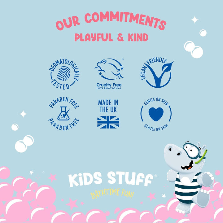 Pink Sparkling Bubble Bath | Kids Bubble Bath with Strawberry Swirl Scent | Turns Water Pink & Sparkling for Bathtime Fun | Dermatologically Tested | Mild & Gentle on Skin | Vegan | 300Ml