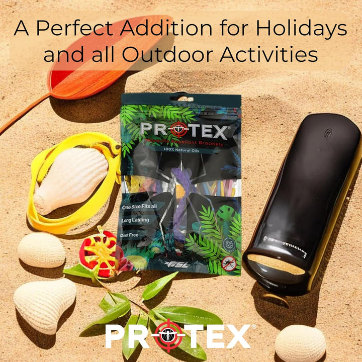 PR0TEX 18 Pack Mosquito Repellent Bracelet, Adjustable Leather Deet-Free Wrist Bands, Powerful Effective Protection, Insect Repellent Bracelets for Adults & Kids, Resealable Pack.
