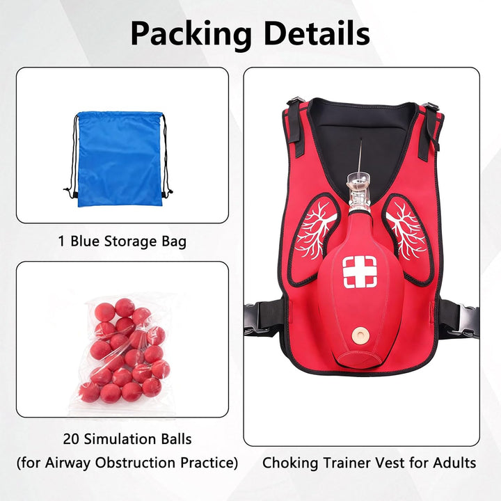 Heimlich Manoeuvre Training Vest for Adults CPR, Choking Rescue Trainer for CPR & First Aid Classes, Adjustable Shoulder Straps & Waist Belt, Teaching Aid for First Responders & Students
